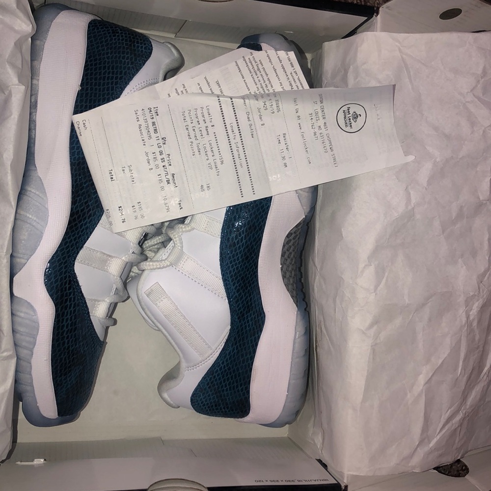 Blue snake skin retro 11 low top Jordans